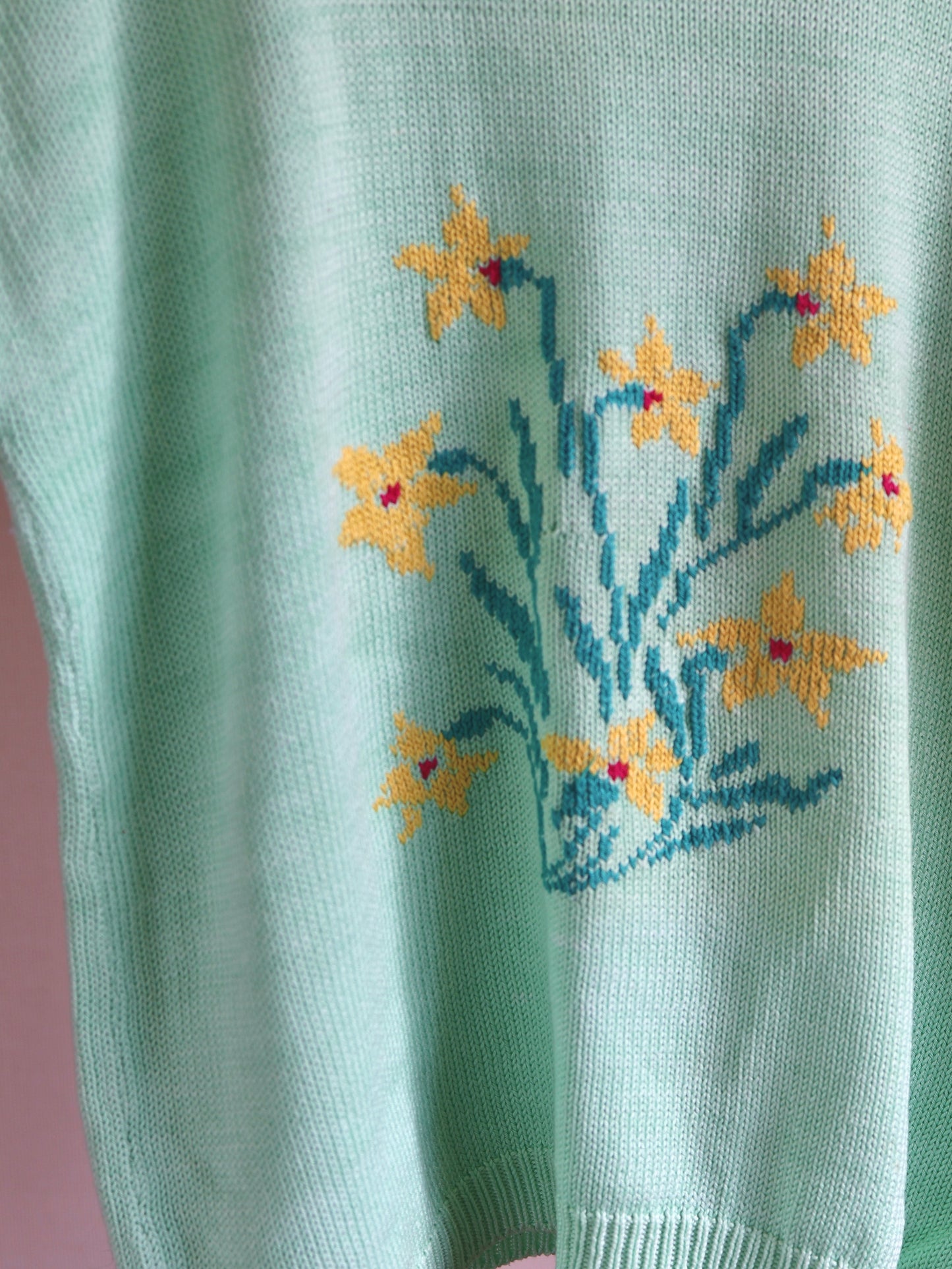 Vintage Floral Motif Cotton Summer Knit