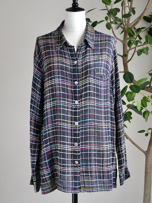 Neon Check Sheer Shirt