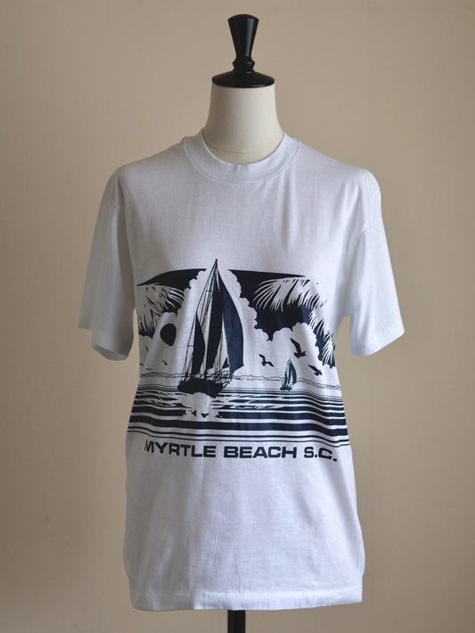 【sizeM-L】Dead Stock 80s-90s Stedman BEACH Graphic T-Shirt