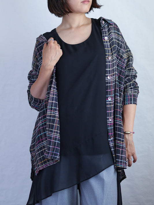 Neon Check Sheer Shirt