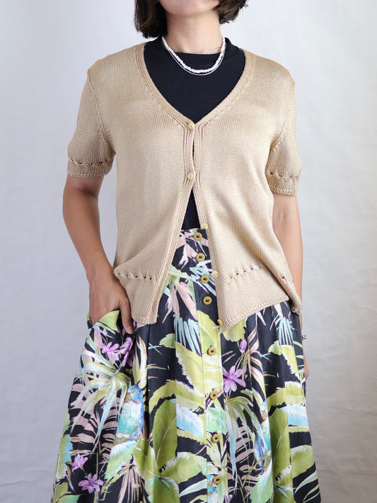 Bronze V-Neck Knit Cardigan
