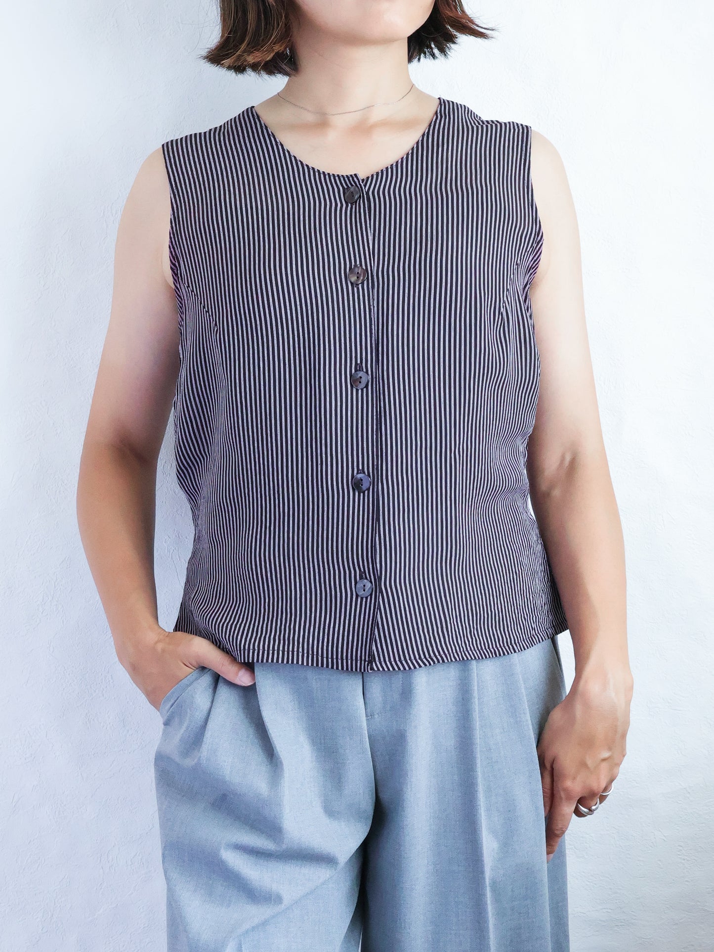 1990s Stripe Back-Ribbon Top