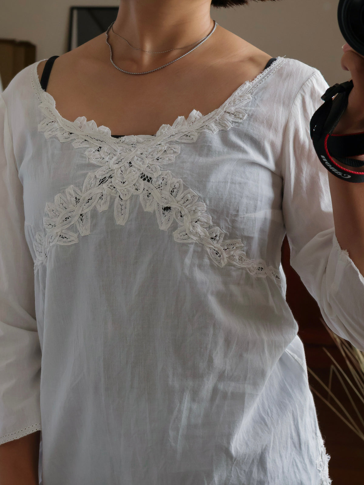 【sizeM】Lace Cotton Blouse