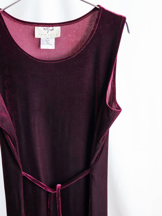 【sizeM-L】1990’s Velvet Stretch Sleeveless Long Dress