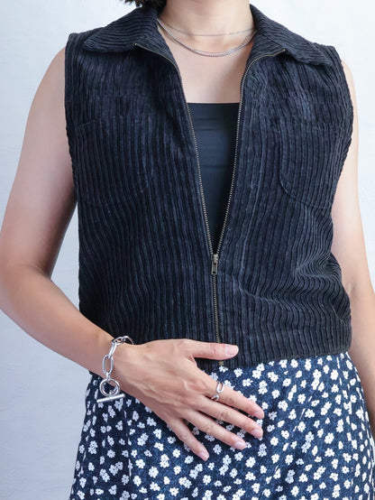 1990s USA Made Corduroy Zip-Up Vest