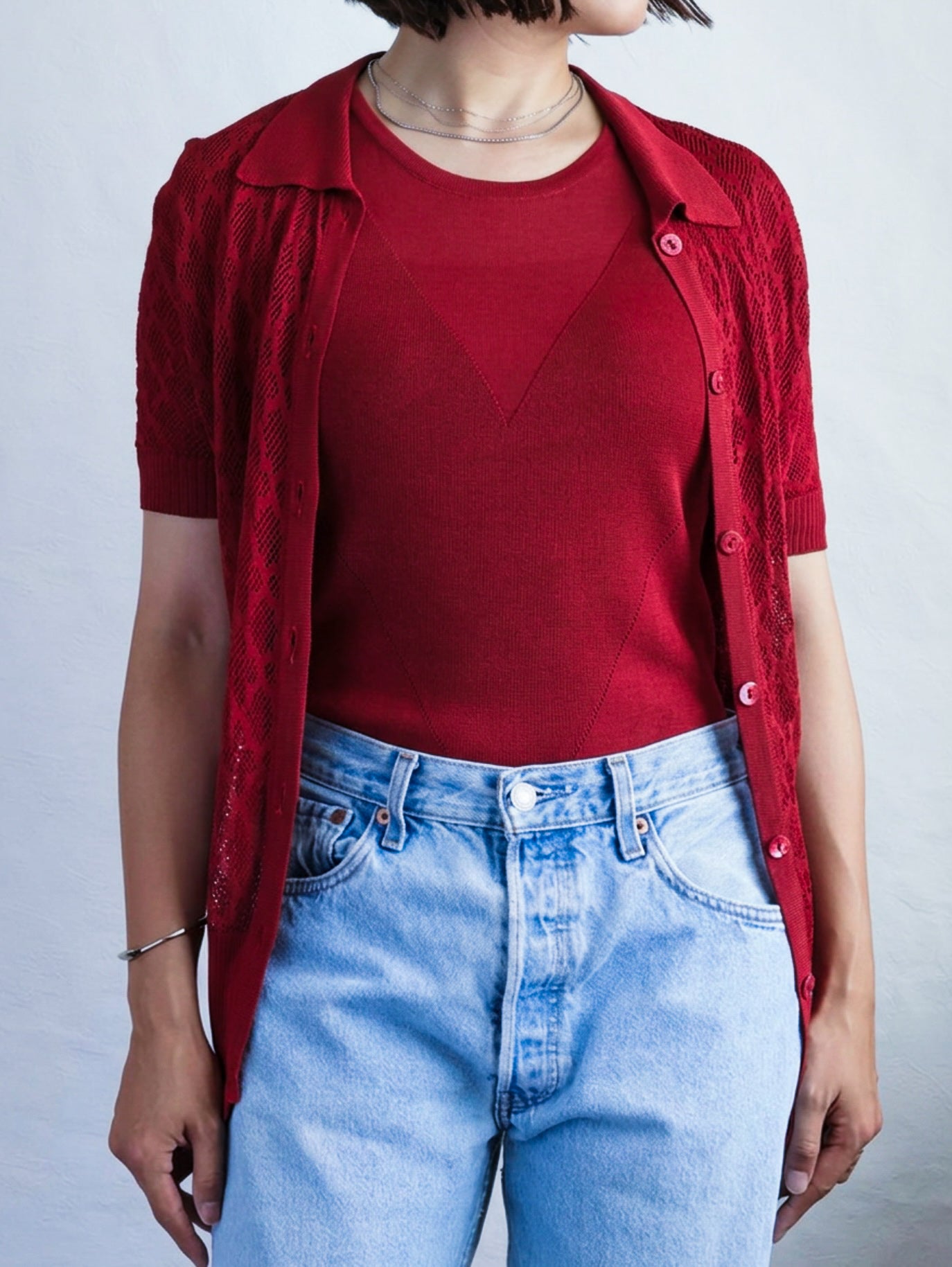GIVENCHY Rayon Openwork Knit Ensemble