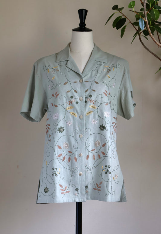 Slub Silk Open Collar Shirt
