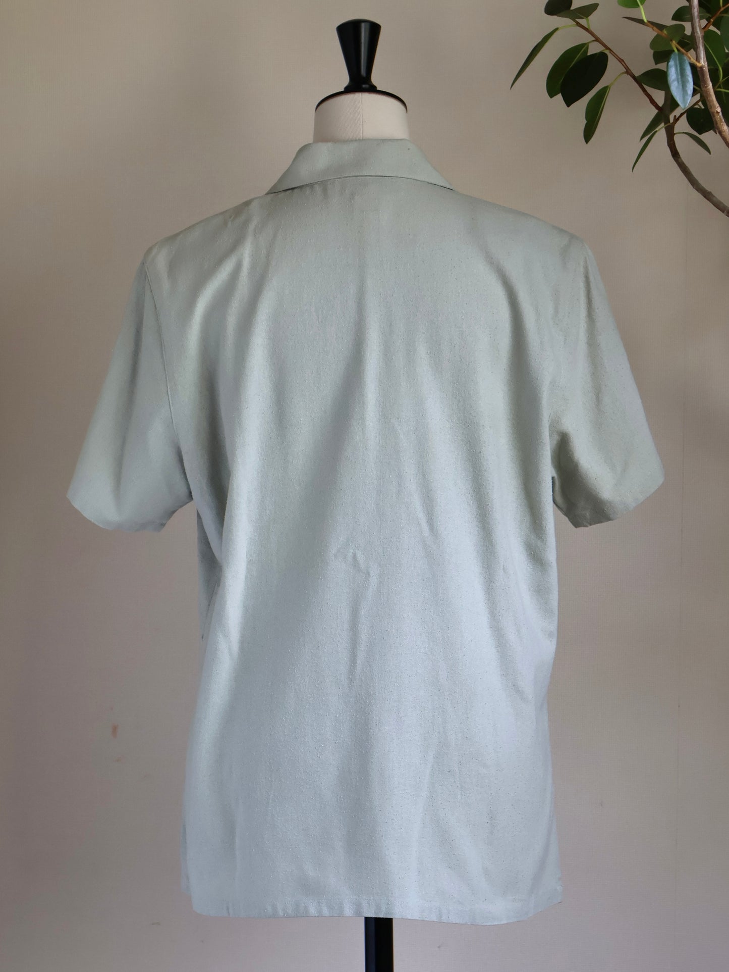Slub Silk Open Collar Shirt