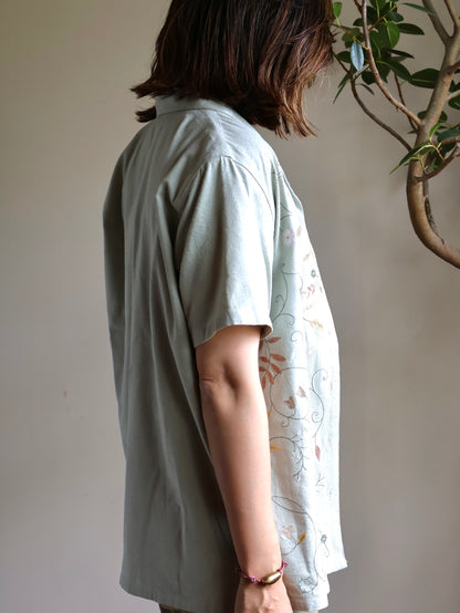 Slub Silk Open Collar Shirt