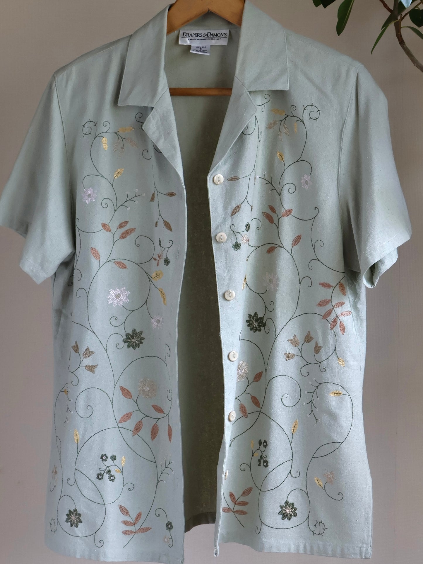 Slub Silk Open Collar Shirt
