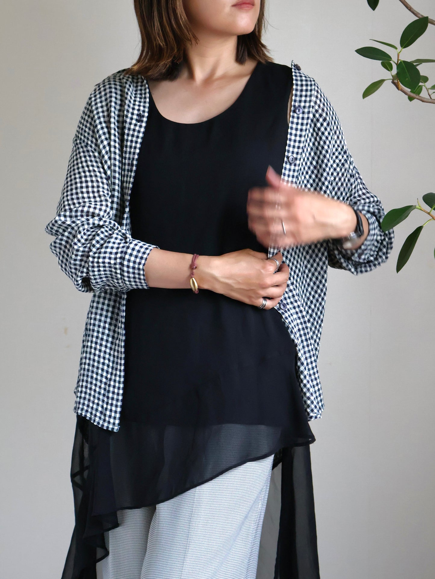 Italy Asetato Navy Check Shirt