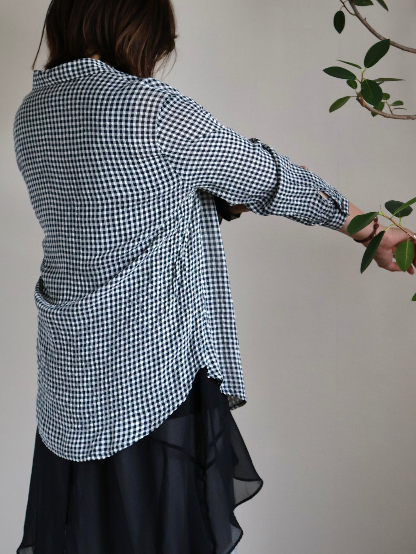 Italy Asetato Navy Check Shirt