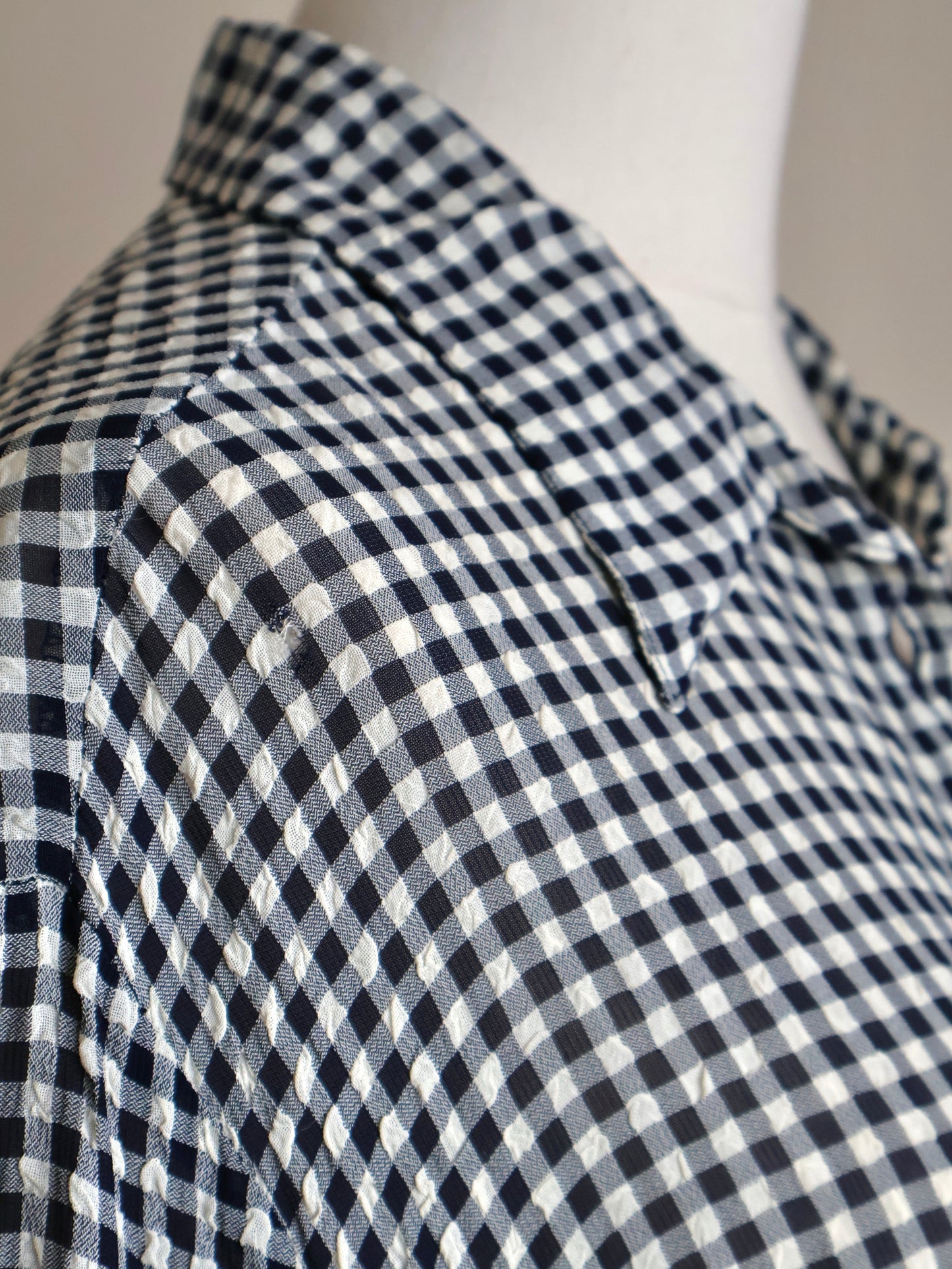 Italy Asetato Navy Check Shirt