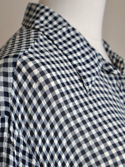 Italy Asetato Navy Check Shirt