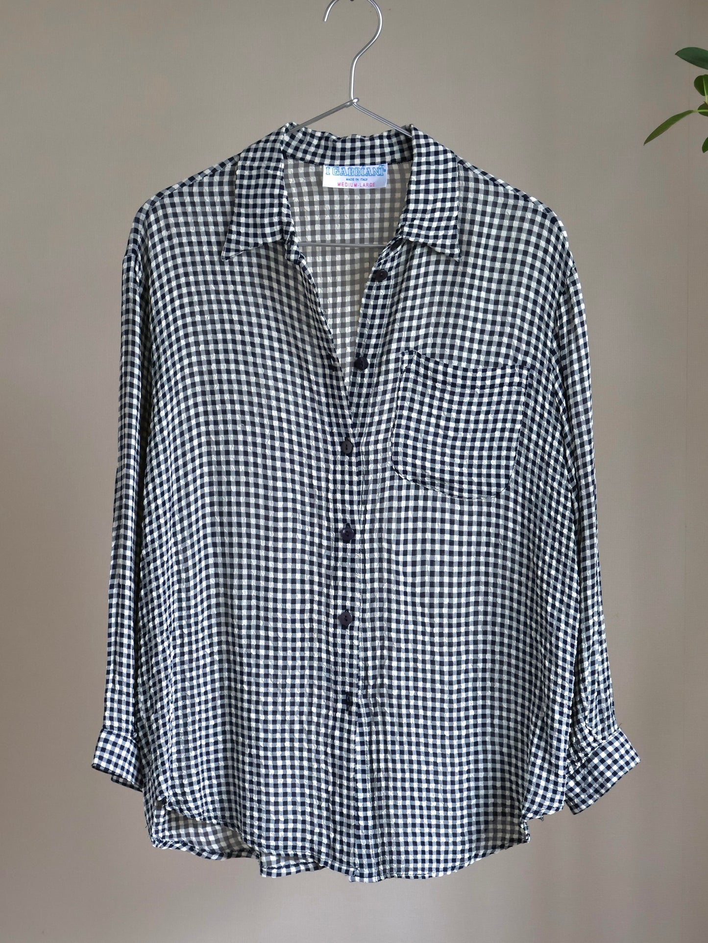 Italy Asetato Navy Check Shirt