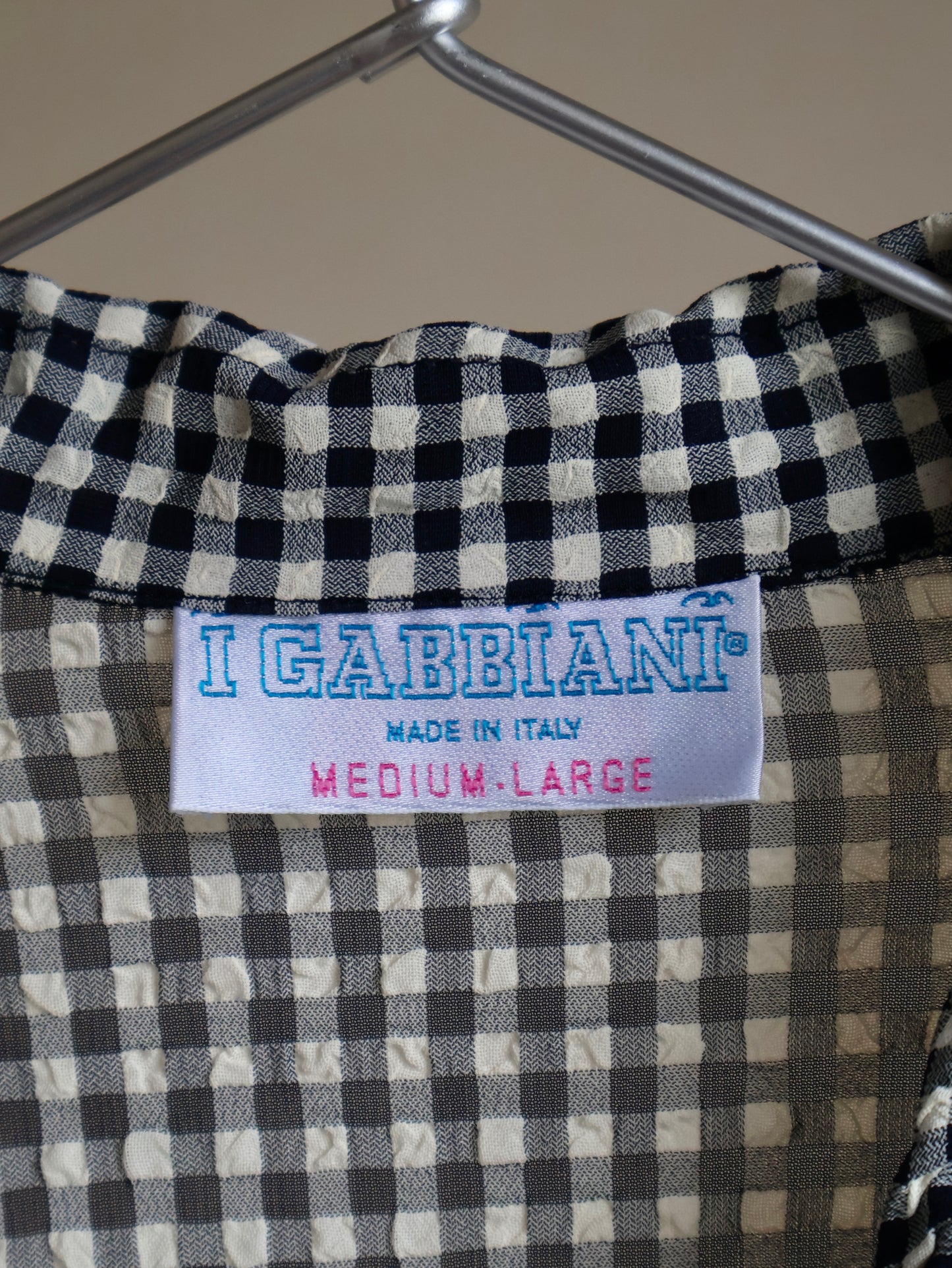 Italy Asetato Navy Check Shirt
