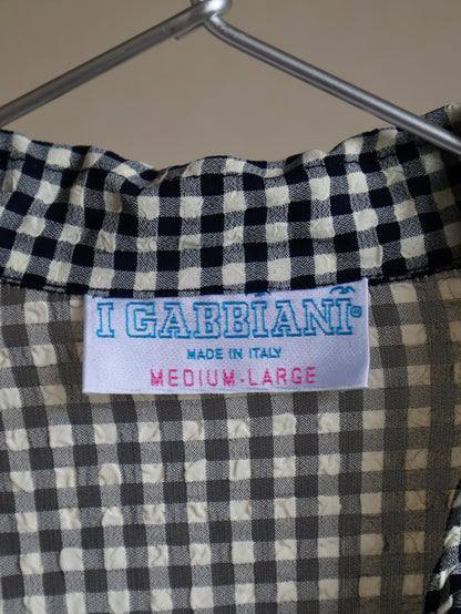 Italy Asetato Navy Check Shirt