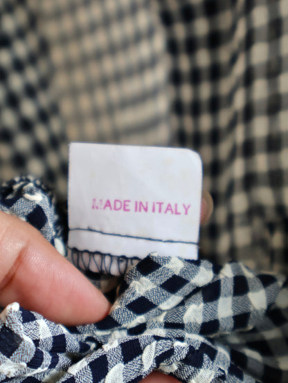 Italy Asetato Navy Check Shirt