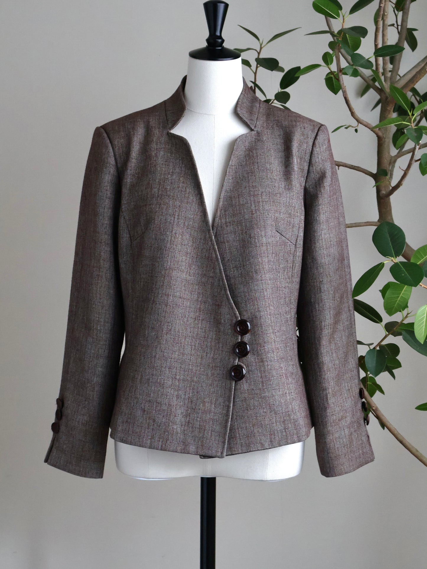 Cotton-Blend Design-Collar Jacket