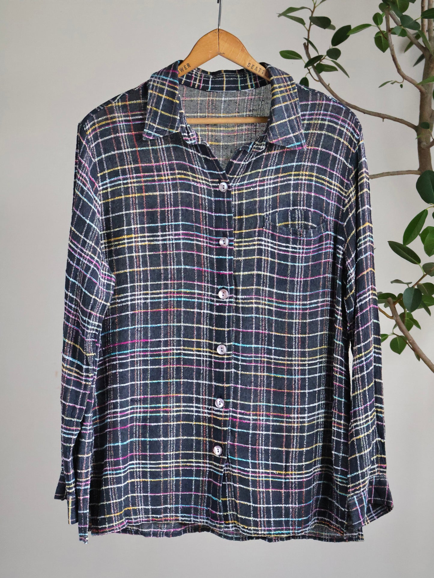Neon Check Sheer Shirt