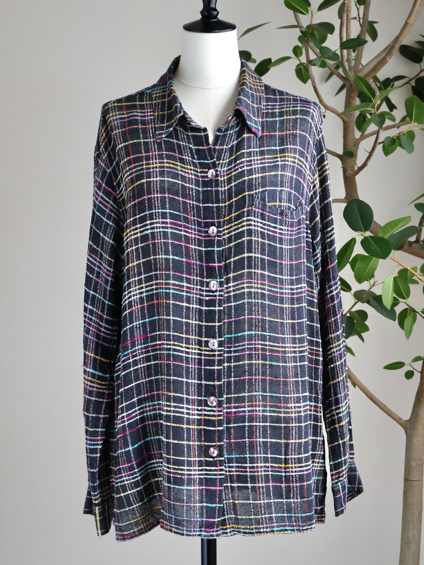 Neon Check Sheer Shirt