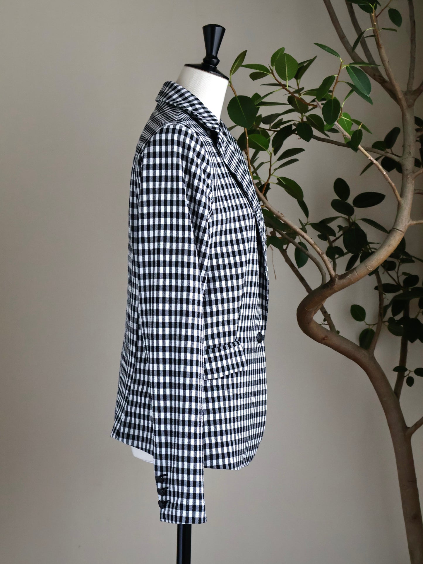 Seersucker Gingham Check Blazer
