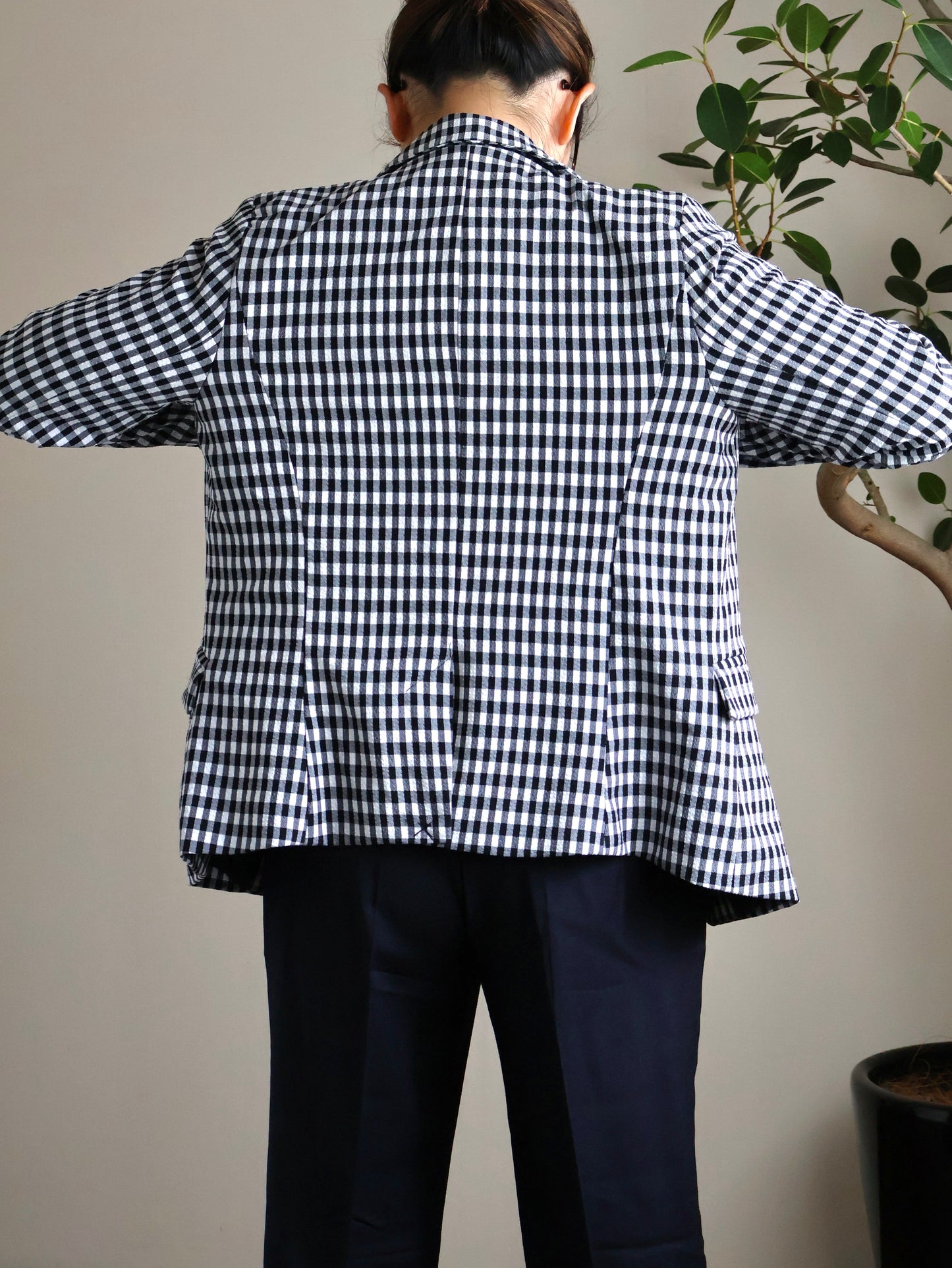 Seersucker Gingham Check Blazer