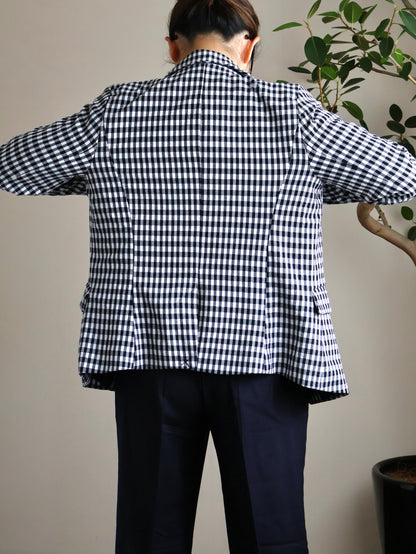Seersucker Gingham Check Blazer