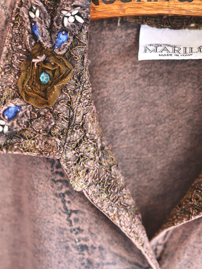 Lace Sleeve Decorative Collar Shirt
