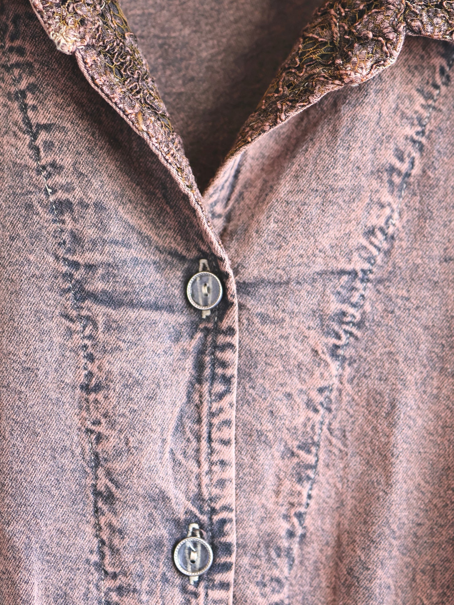 Lace Sleeve Decorative Collar Shirt