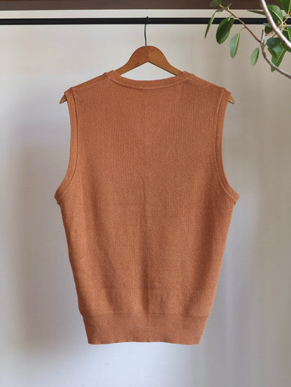 Cotton&Acryl Blend V-neck Vest / Made in Italy