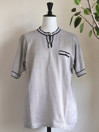 Cotton Henley Neck Short Sleeve Knit