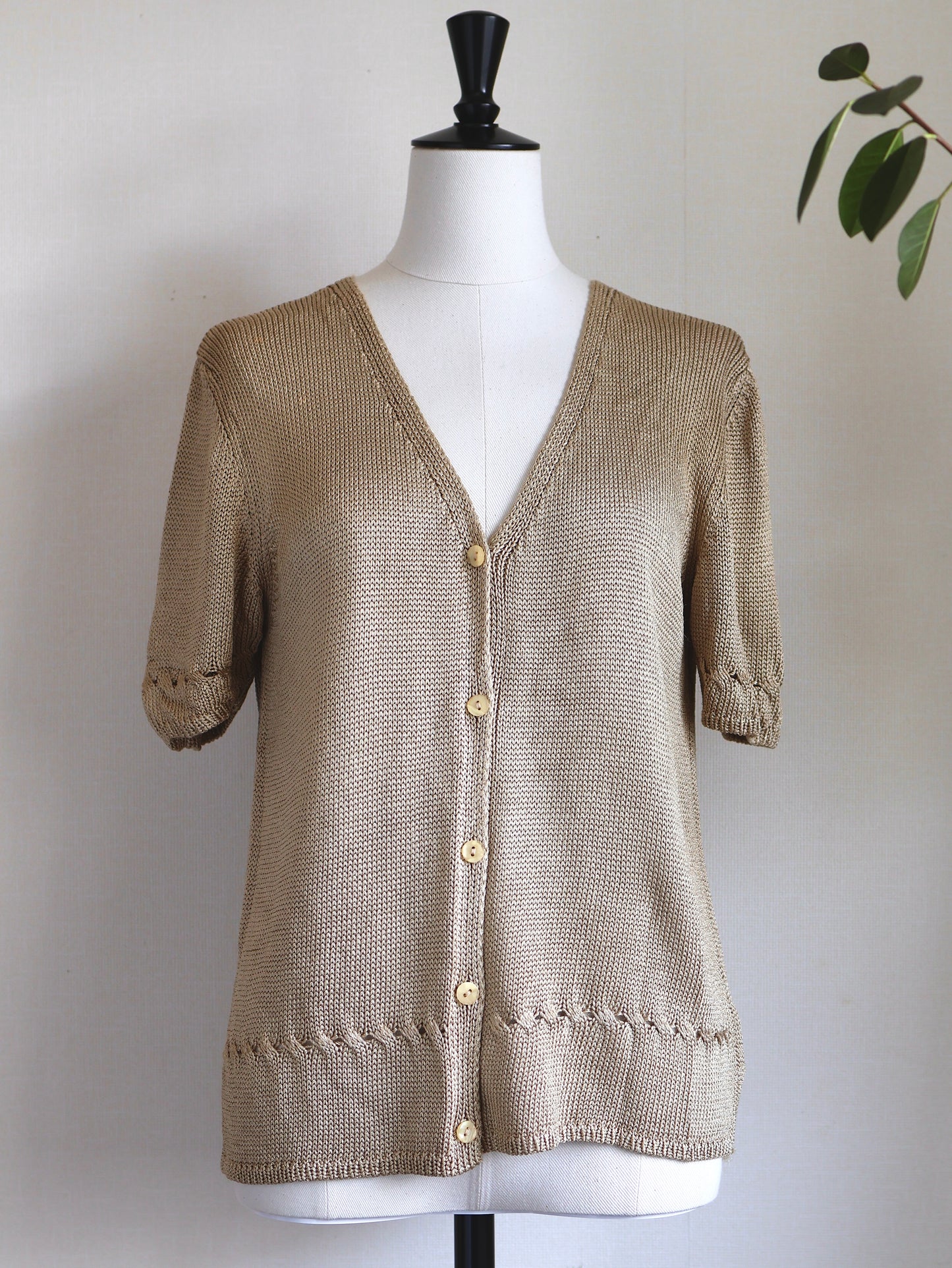 Bronze V-Neck Knit Cardigan