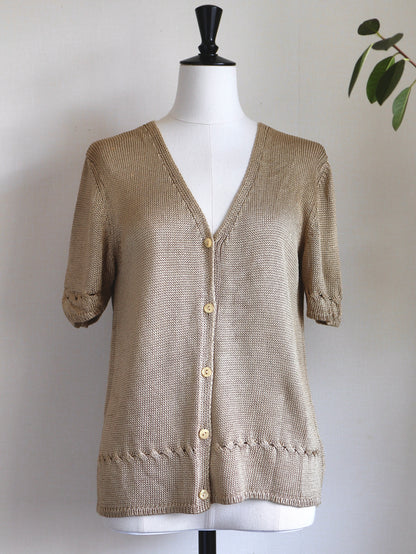 Bronze V-Neck Knit Cardigan