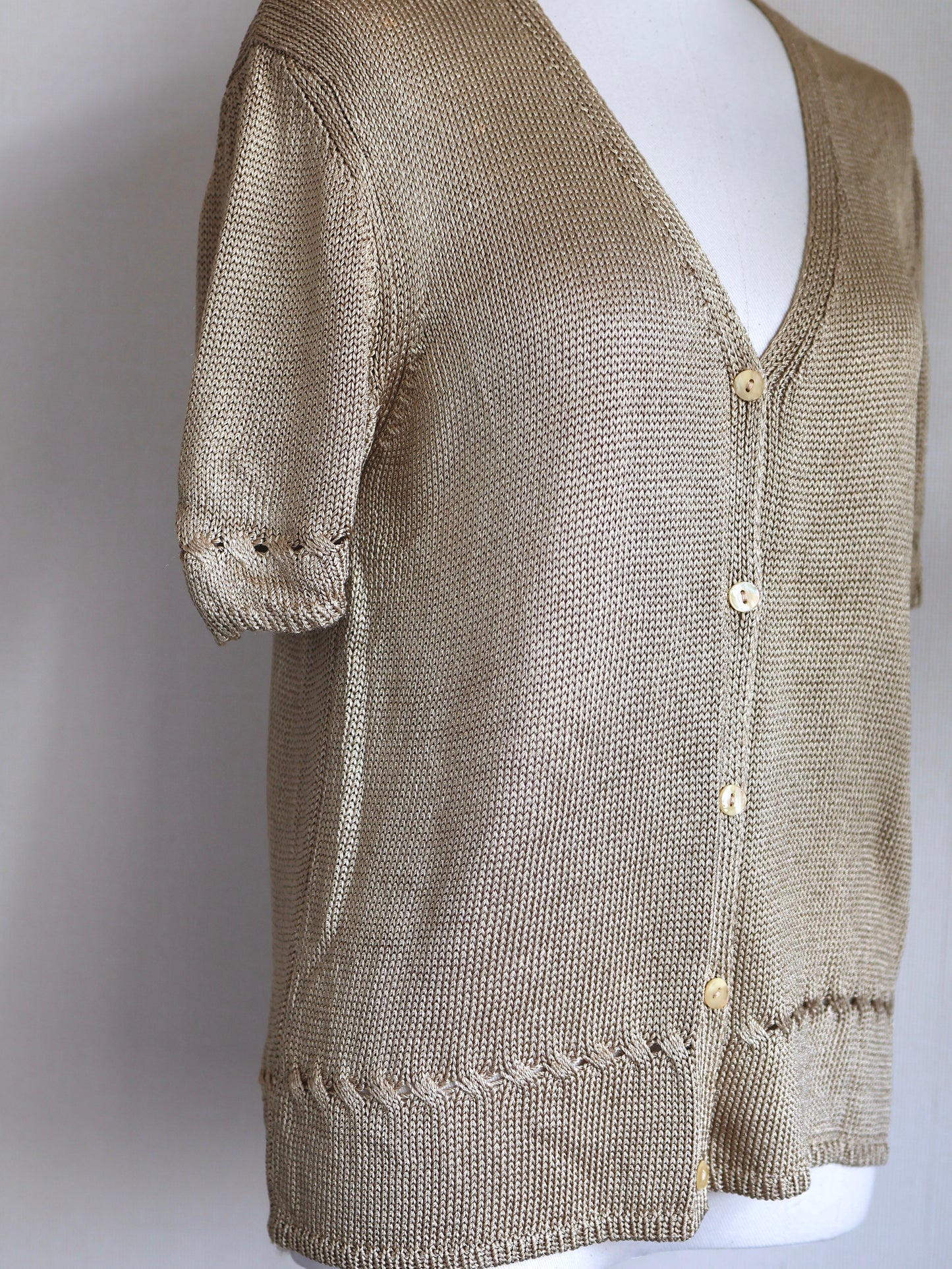 Bronze V-Neck Knit Cardigan