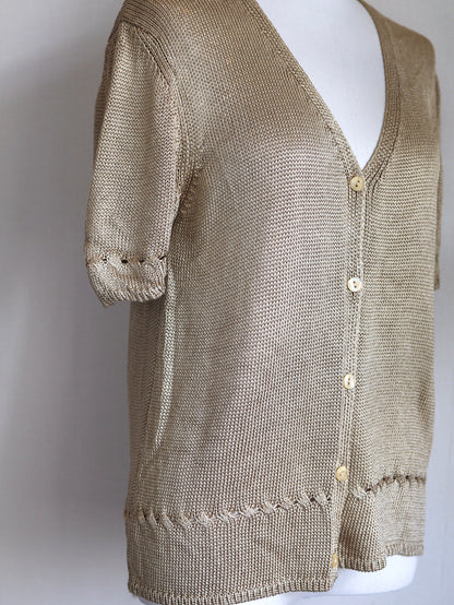Bronze V-Neck Knit Cardigan