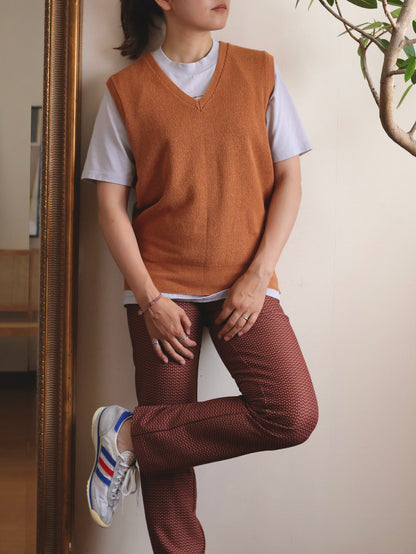 Cotton&Acryl Blend V-neck Vest / Made in Italy