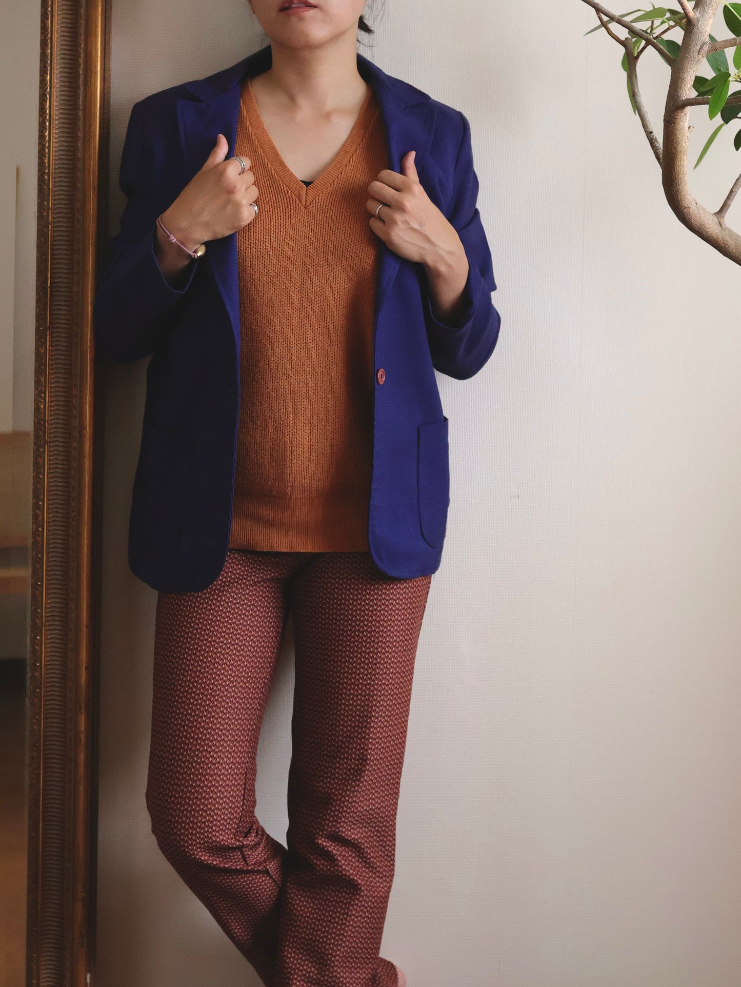 Cotton&Acryl Blend V-neck Vest / Made in Italy