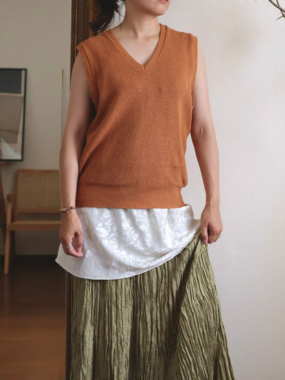 Cotton&Acryl Blend V-neck Vest / Made in Italy