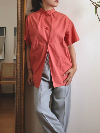 1970s "nik-nik" Cotton Stand Collar Shirt Jacket/ Made in Italy