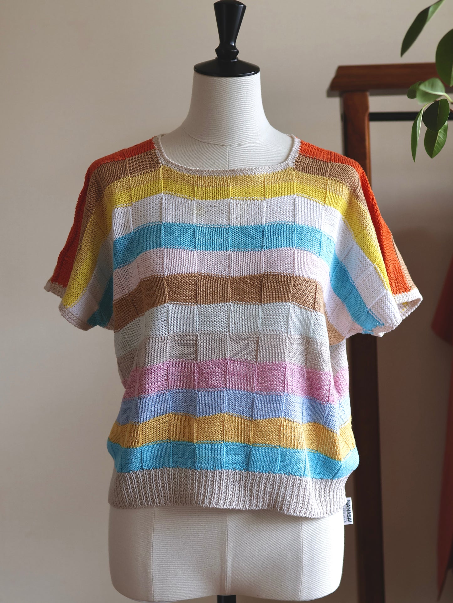 Block Stripe Short Sleeve Knit