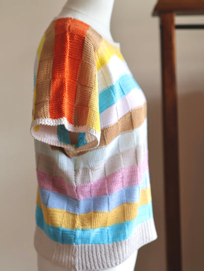 Block Stripe Short Sleeve Knit