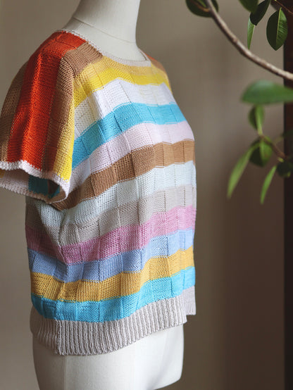 Block Stripe Short Sleeve Knit