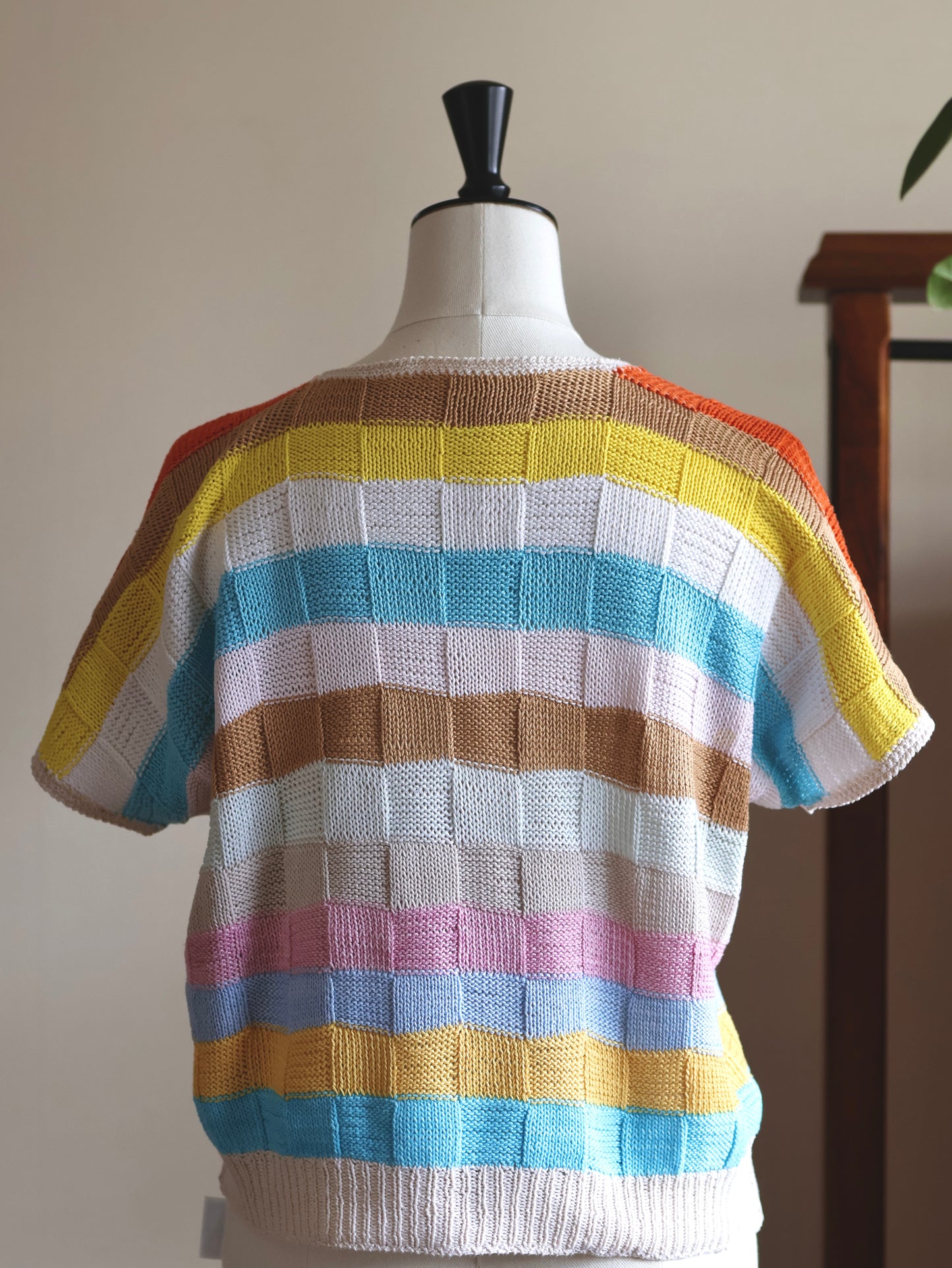 Block Stripe Short Sleeve Knit