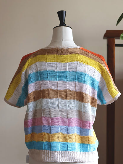 Block Stripe Short Sleeve Knit
