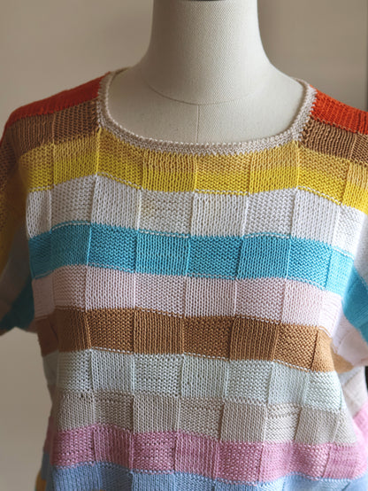 Block Stripe Short Sleeve Knit