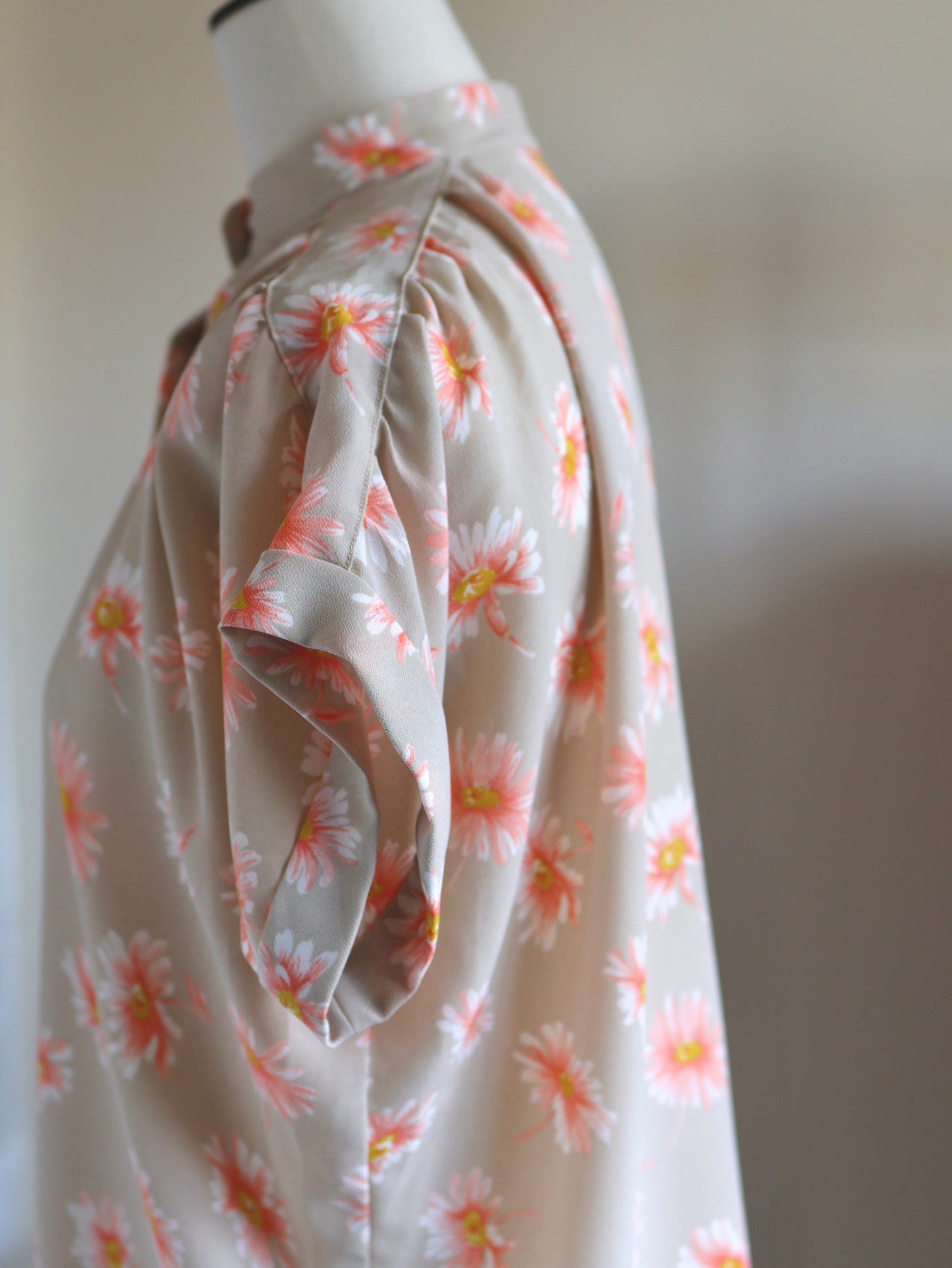 Margaret Print Gathered Stand Collar Blouse