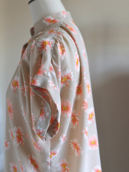 Margaret Print Gathered Stand Collar Blouse