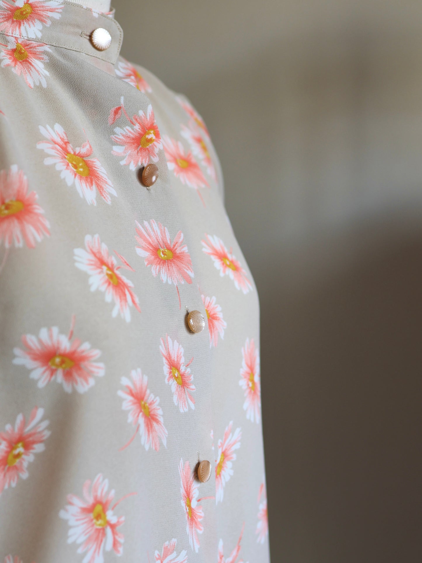 Margaret Print Gathered Stand Collar Blouse