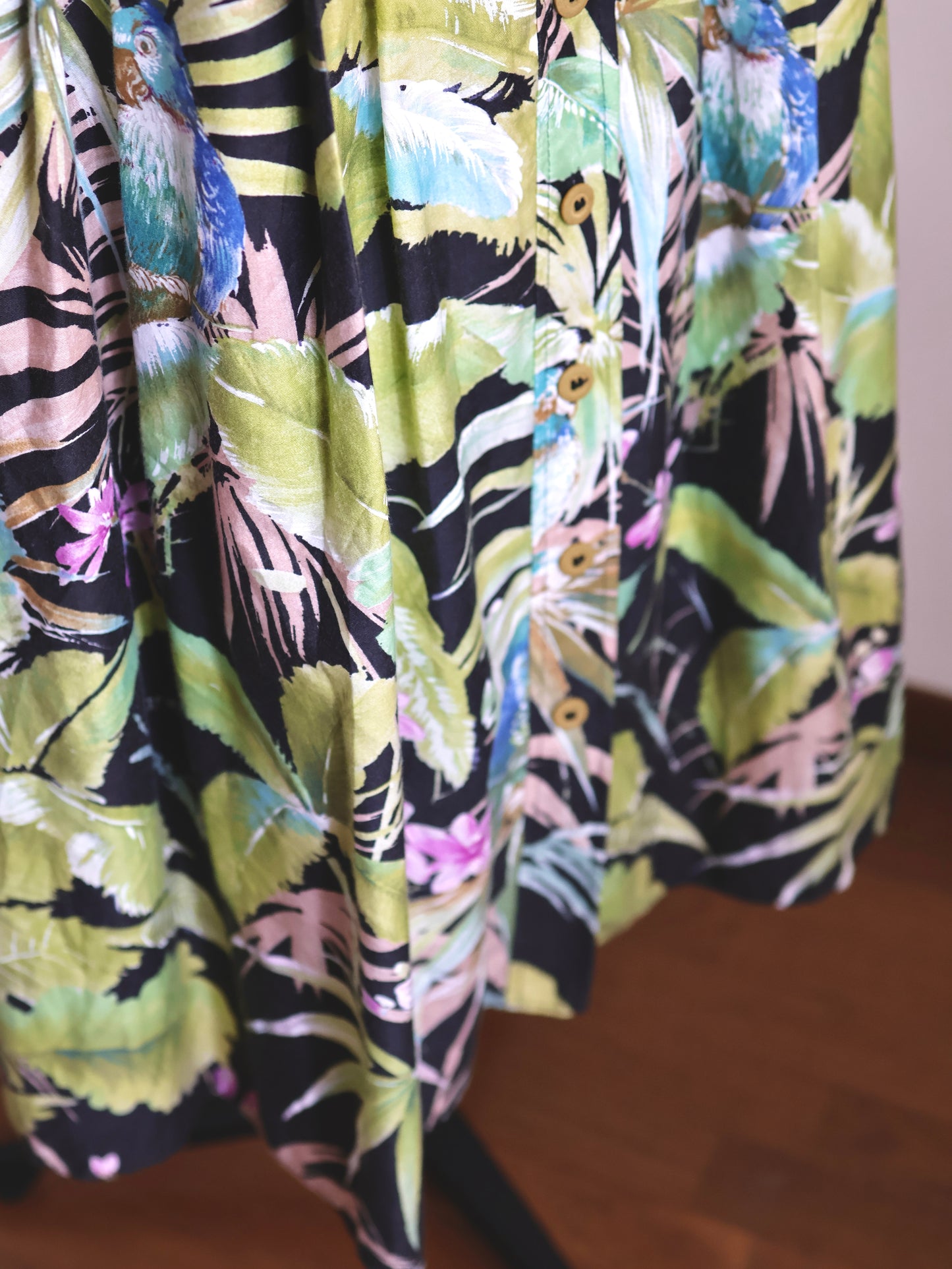 Vintage West German Tropical Print Cotton Flared Skirt
